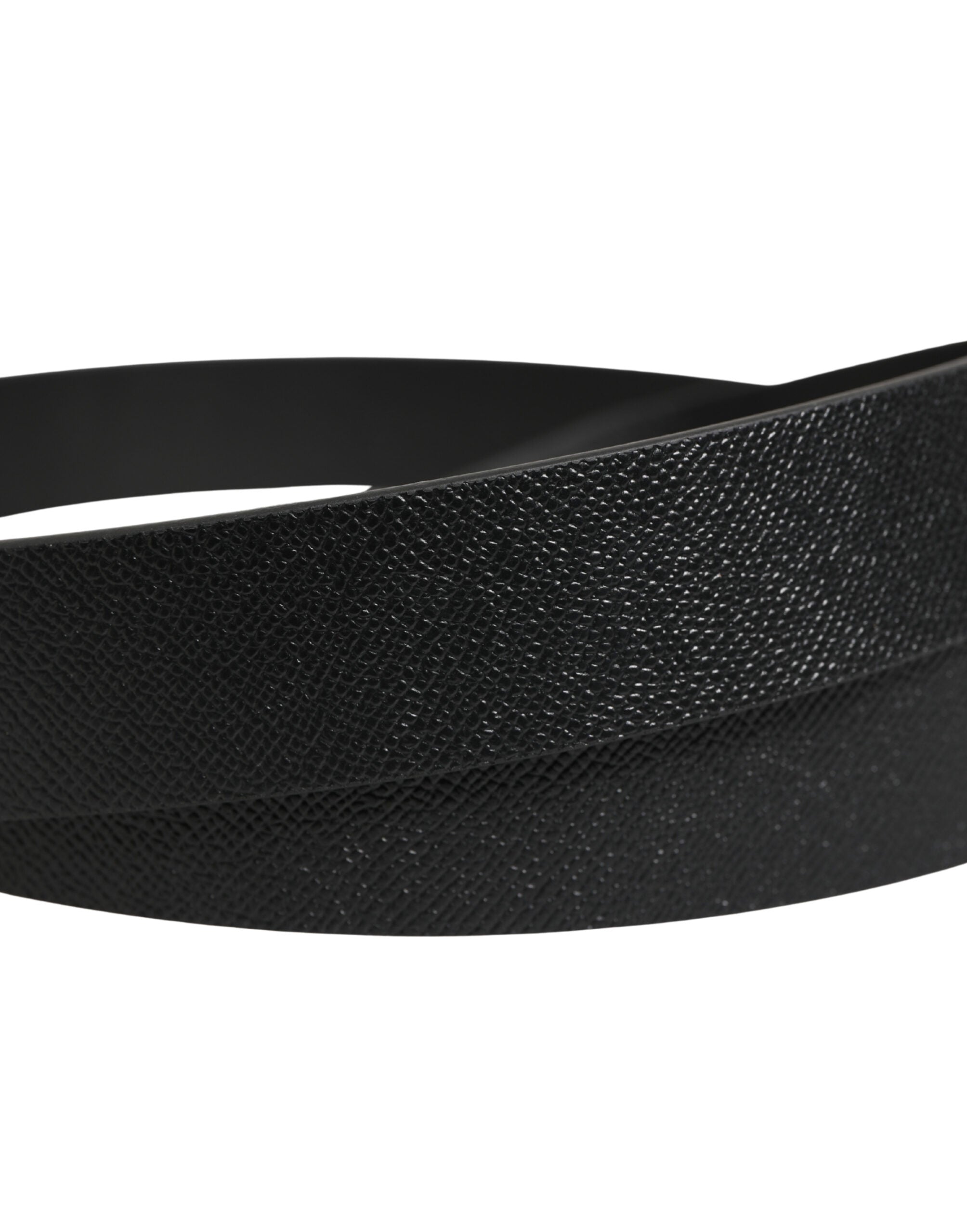 Dolce & Gabbana Black Calfskin Belt with Silver Metal Buckle
