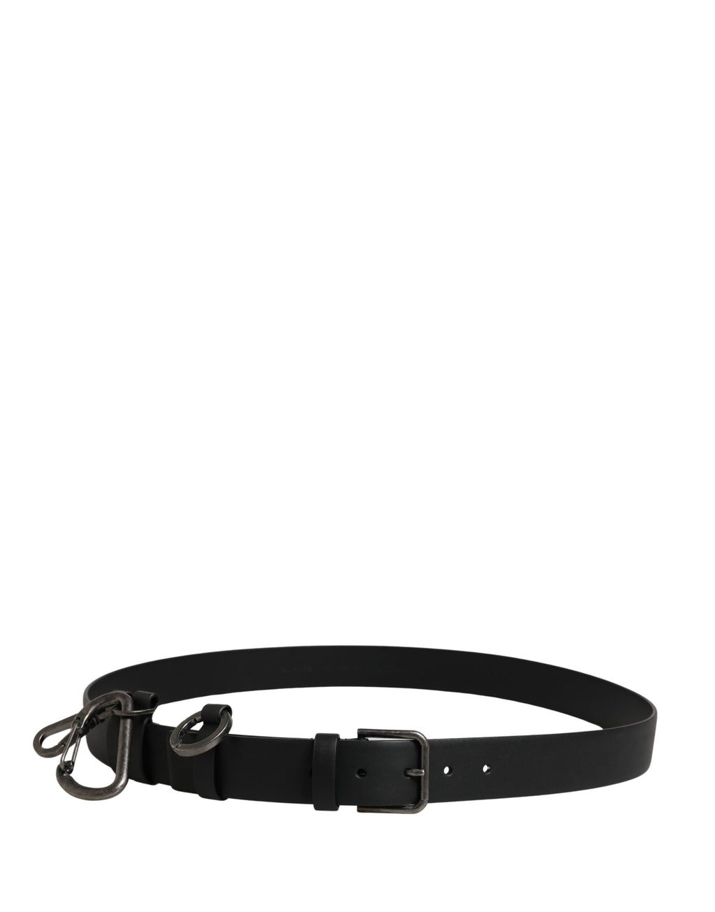 Dolce & Gabbana Black Calfskin Belt with Silver Metal Buckle