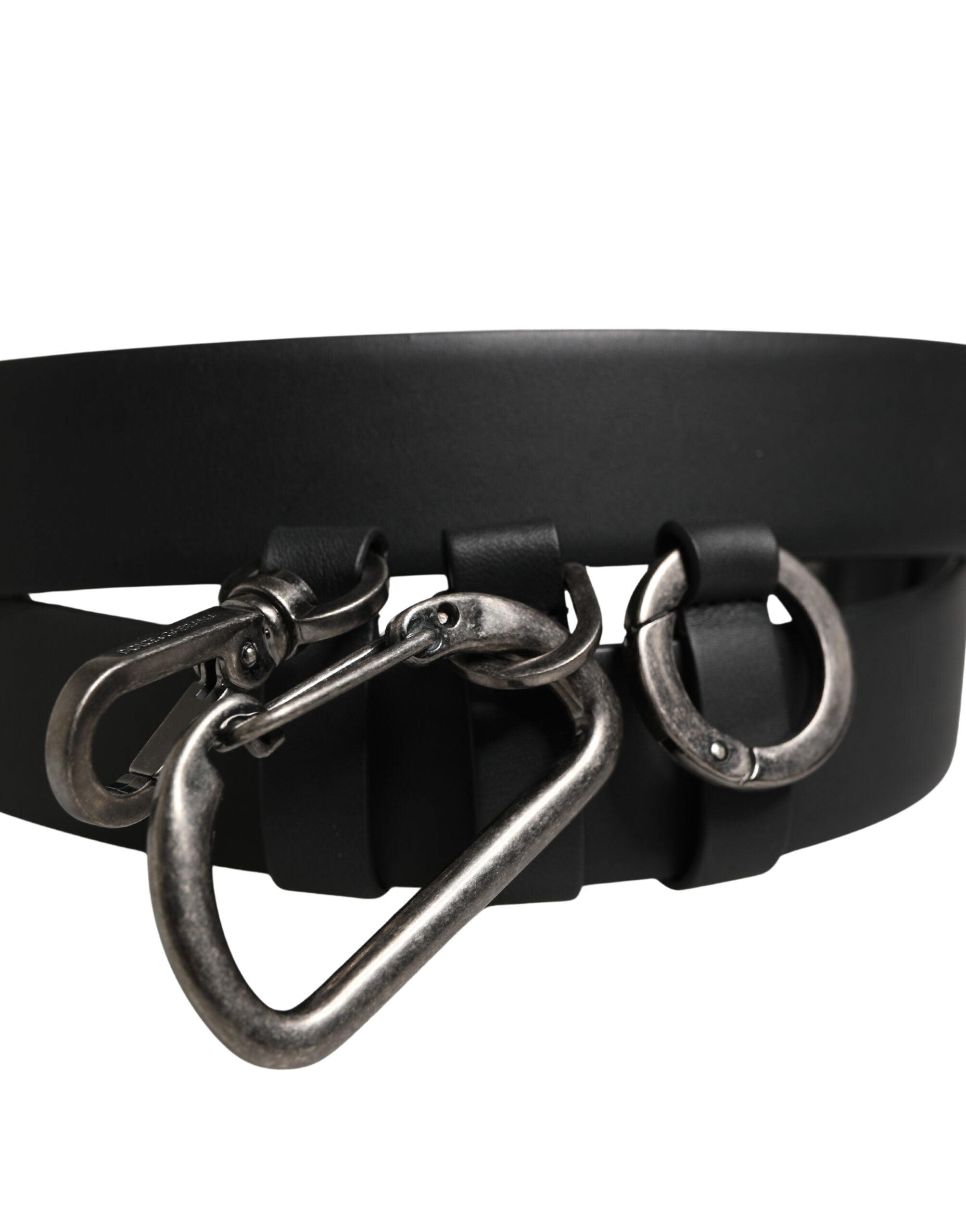 Dolce & Gabbana Black Calfskin Belt with Silver Metal Buckle