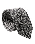 Dolce & Gabbana Black White Floral Fantasy Silk Tie Adjustable