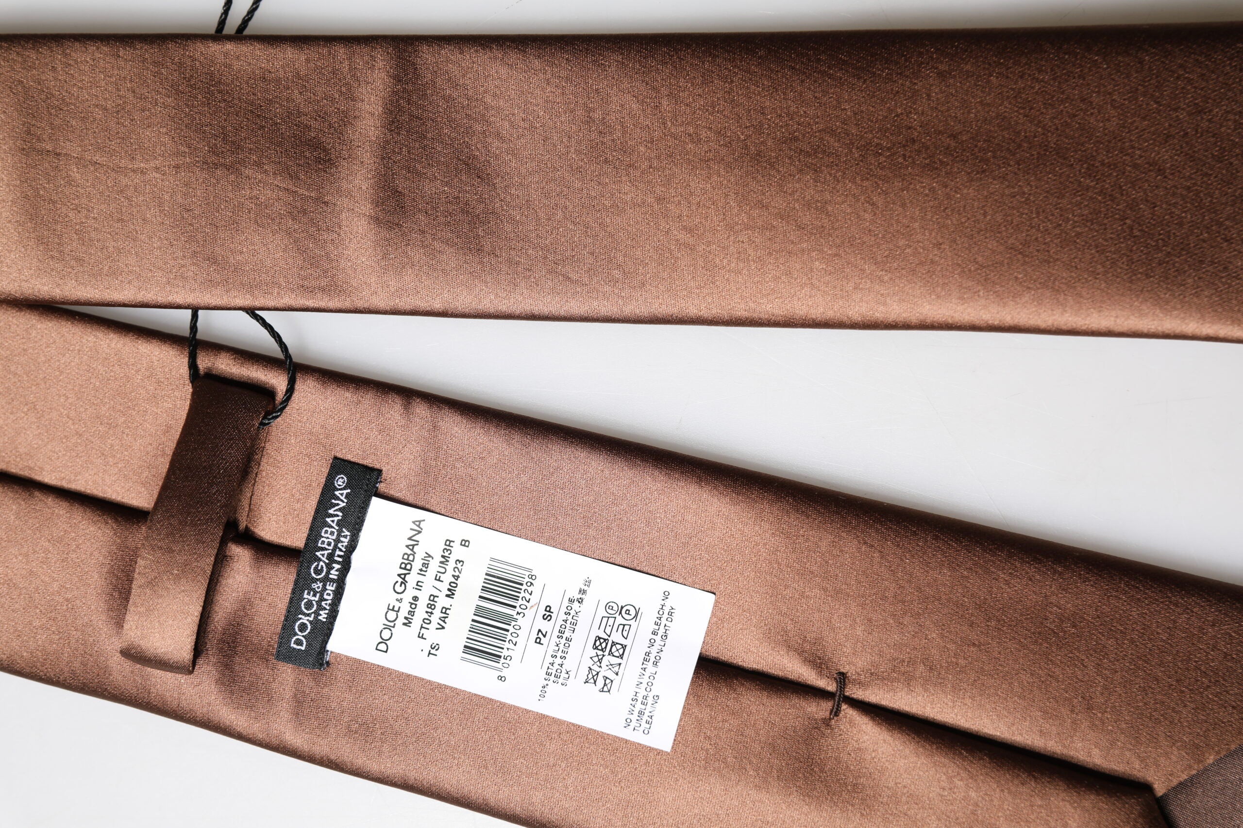 Dolce & Gabbana Men's Brown 100% Silk Adjustable Satin Tie
