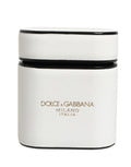 Dolce & Gabbana Weiße Kalbsleder-Logo-Print-Flip-Halterung für Airpods