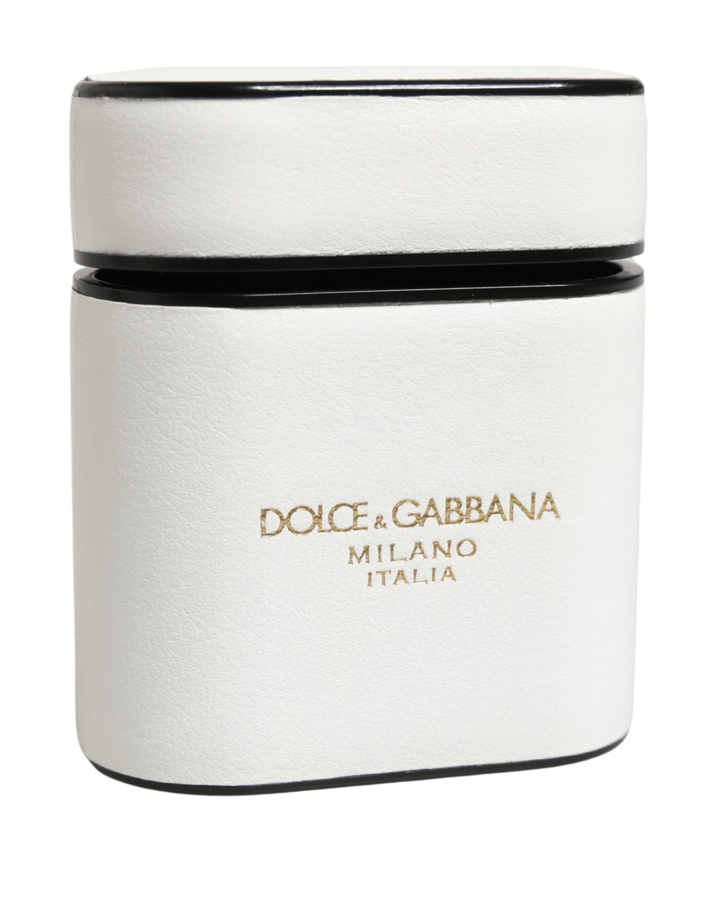 Dolce & Gabbana Weiße Kalbsleder-Logo-Print-Flip-Halterung für Airpods