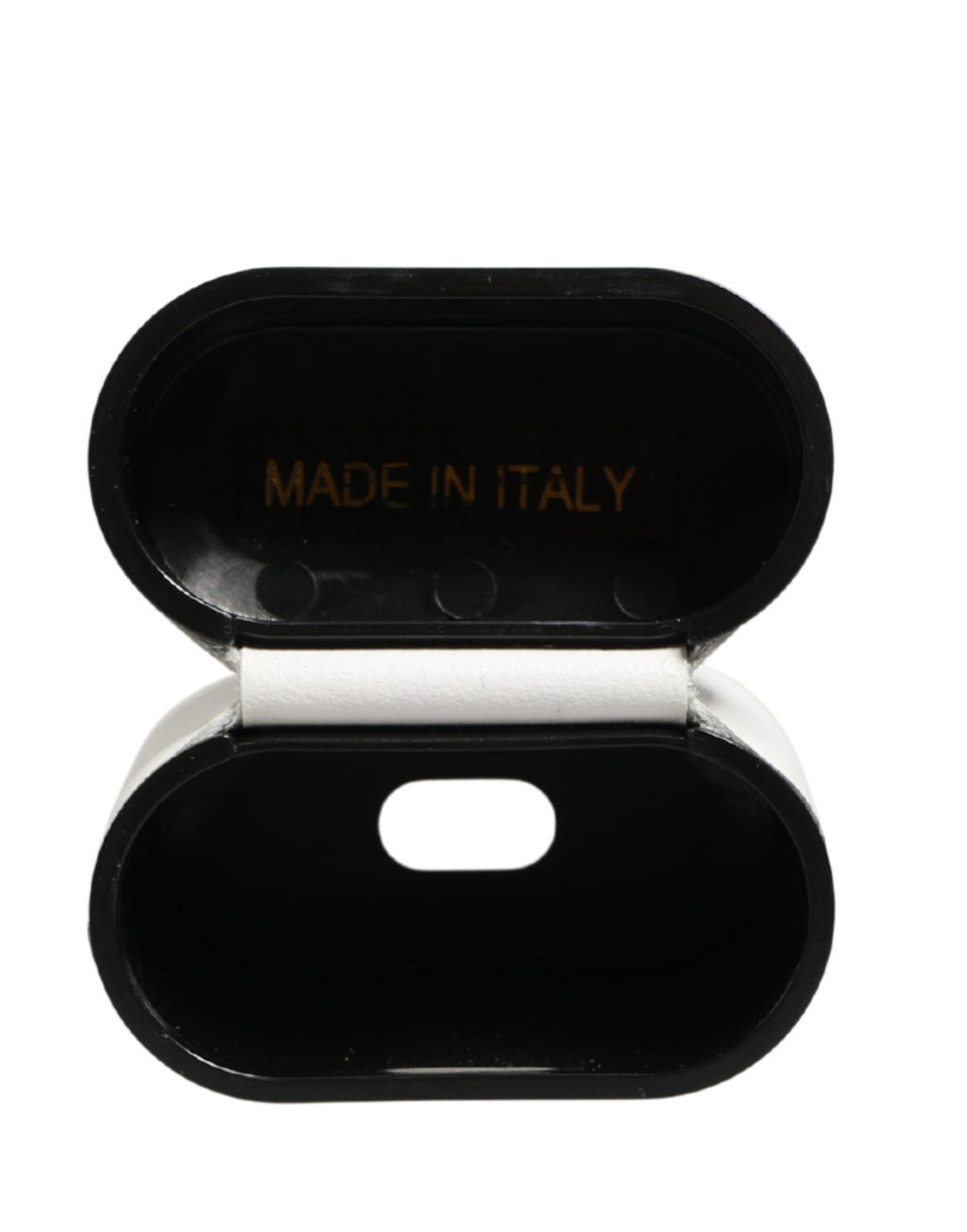 Dolce & Gabbana Weiße Kalbsleder-Logo-Print-Flip-Halterung für Airpods
