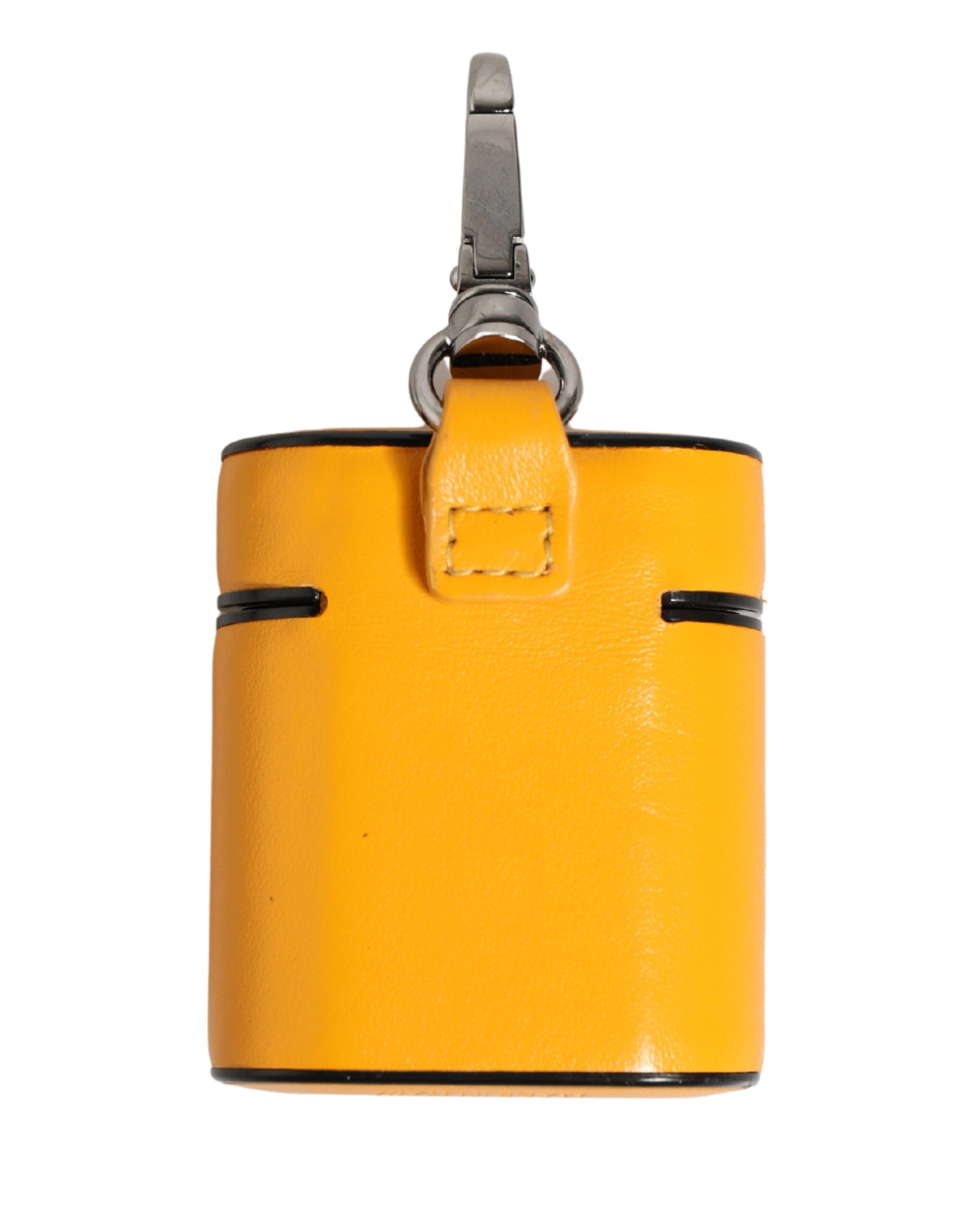 Dolce & Gabbana yellow calf leather AirPods case with logo, flap closure and strap