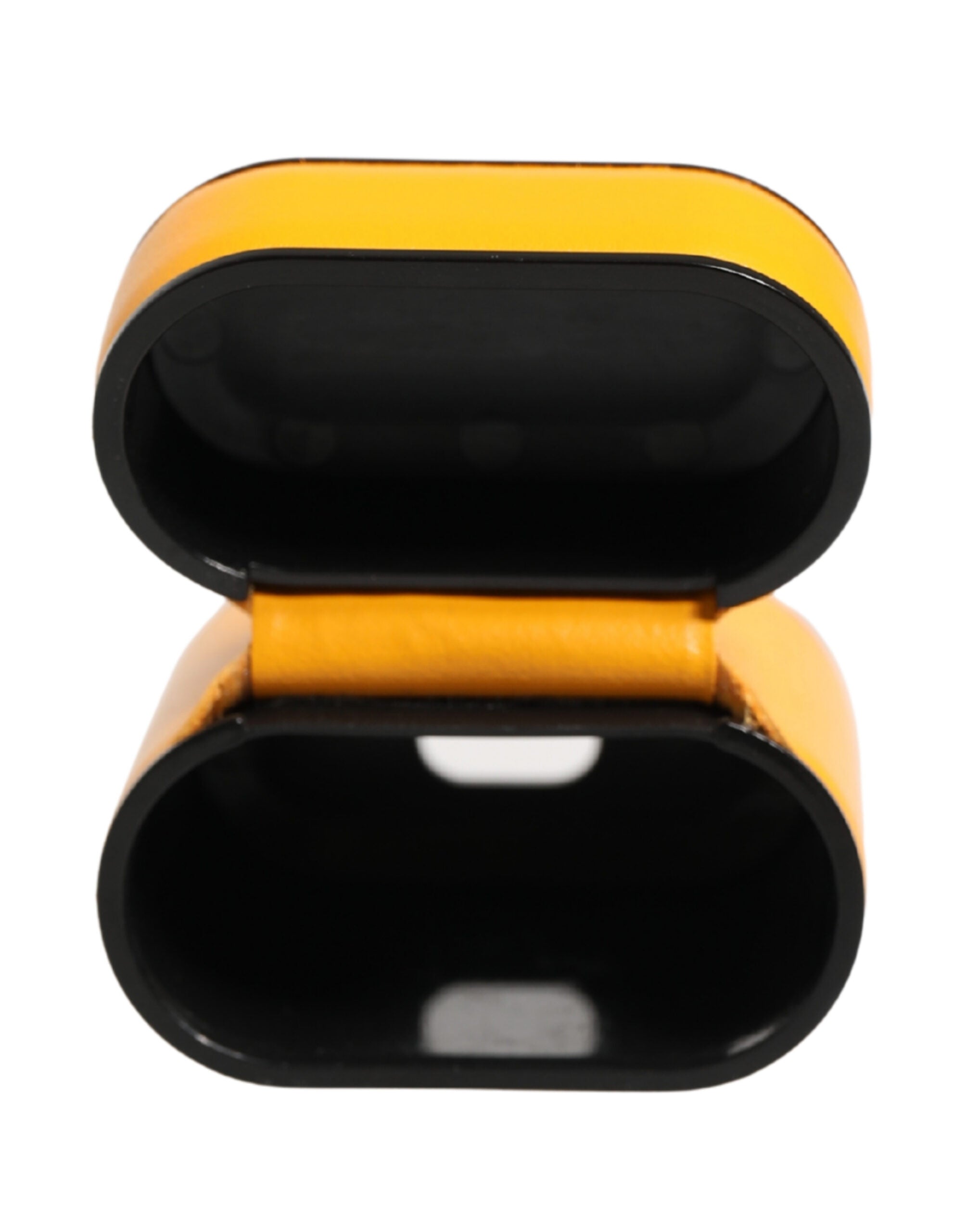 Dolce & Gabbana yellow calf leather AirPods case with logo, flap closure and strap