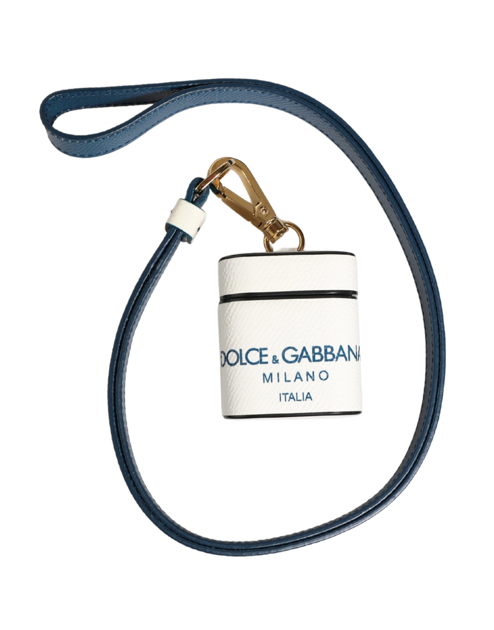 Dolce & Gabbana White Logo Calfskin Flip AirPods Case
