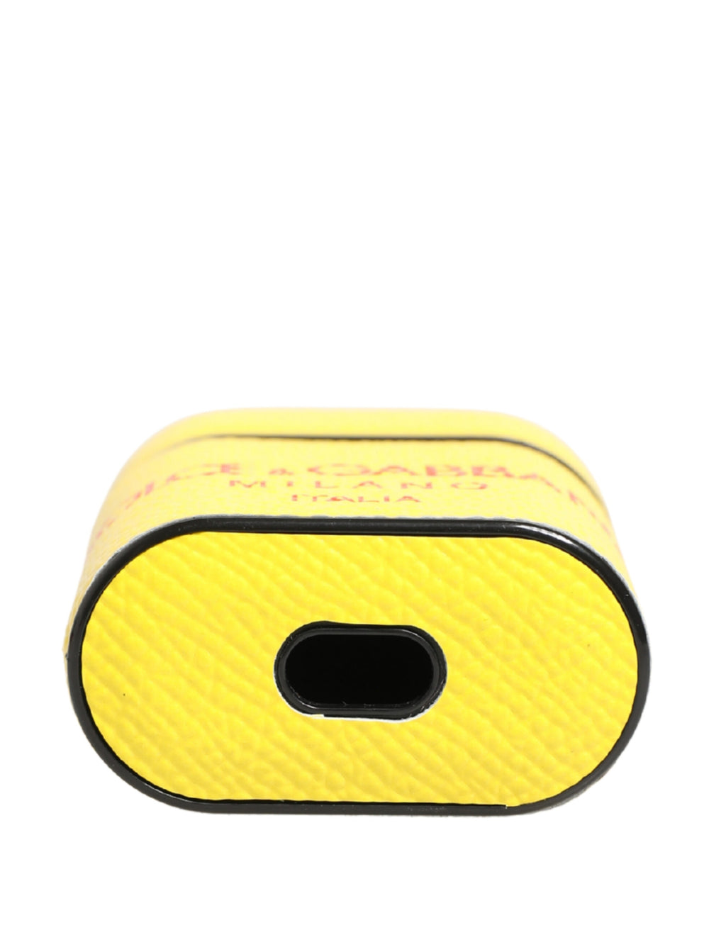 Dolce & Gabbana Yellow Calfskin Logo Flip Holder Strap AirPods Case