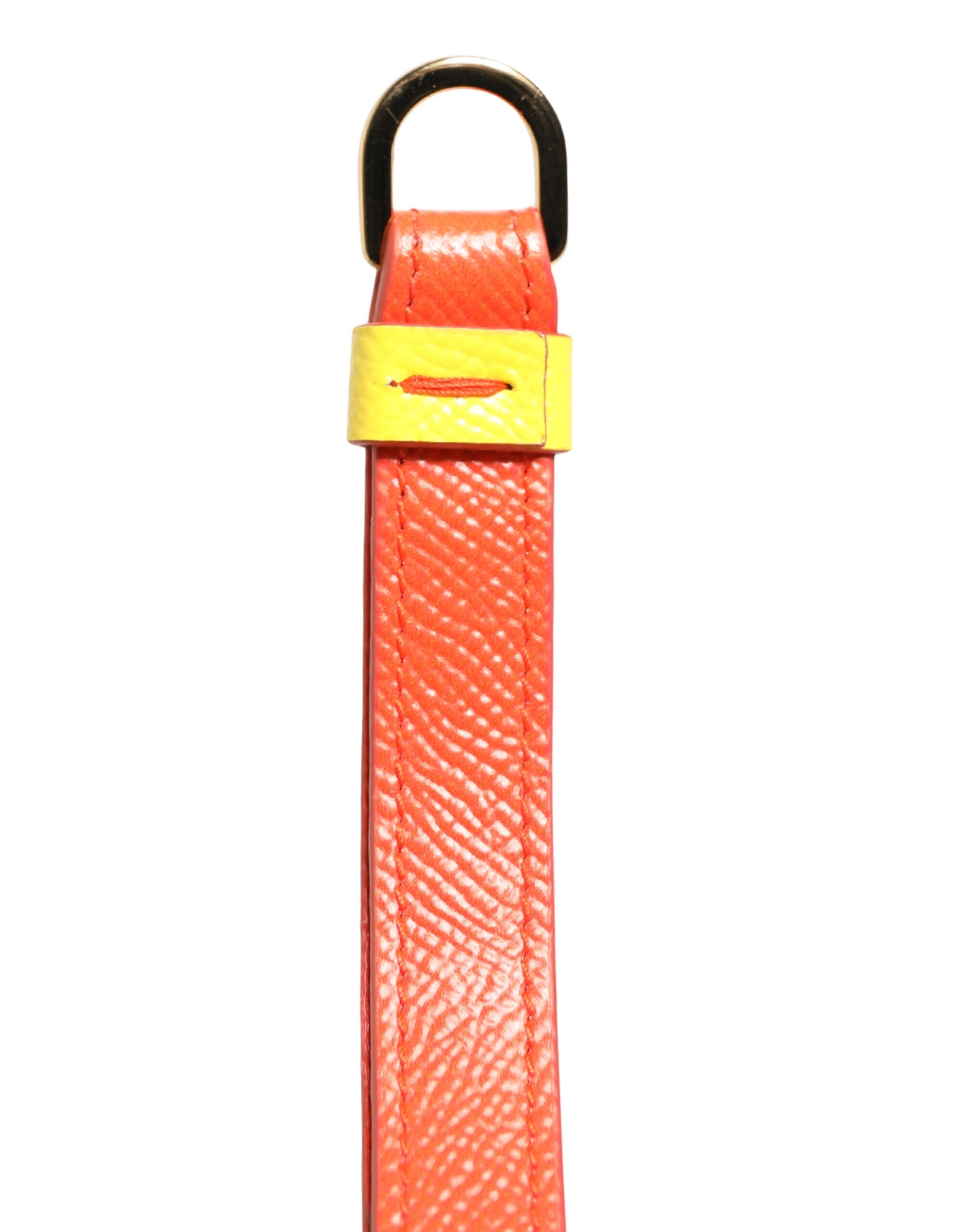 Dolce & Gabbana Yellow Calfskin Logo Flip Holder Strap AirPods Case
