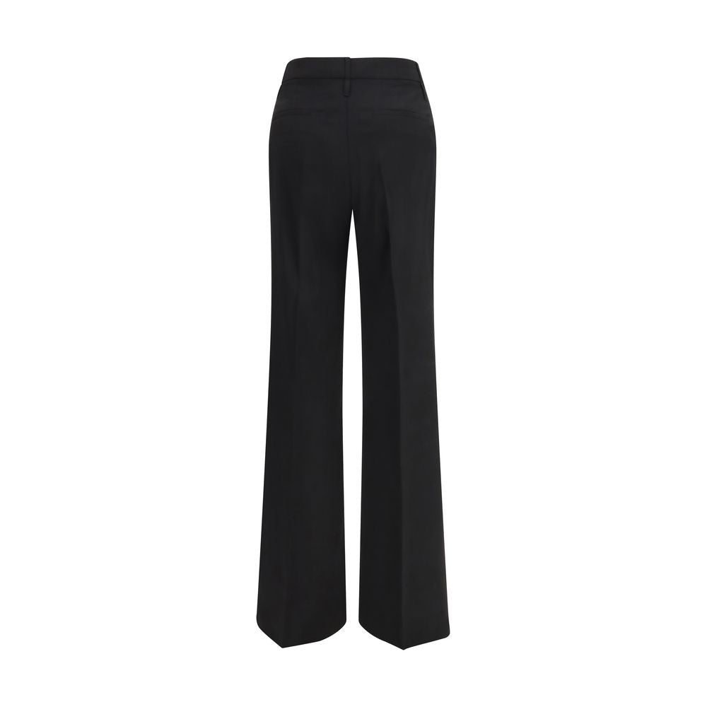 Max Mara Black Flared Fleece-Wool Trousers