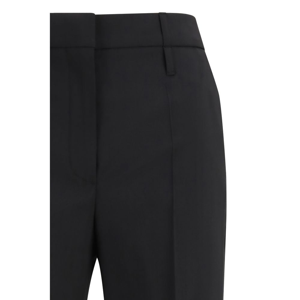 Max Mara Black Flared Fleece-Wool Trousers