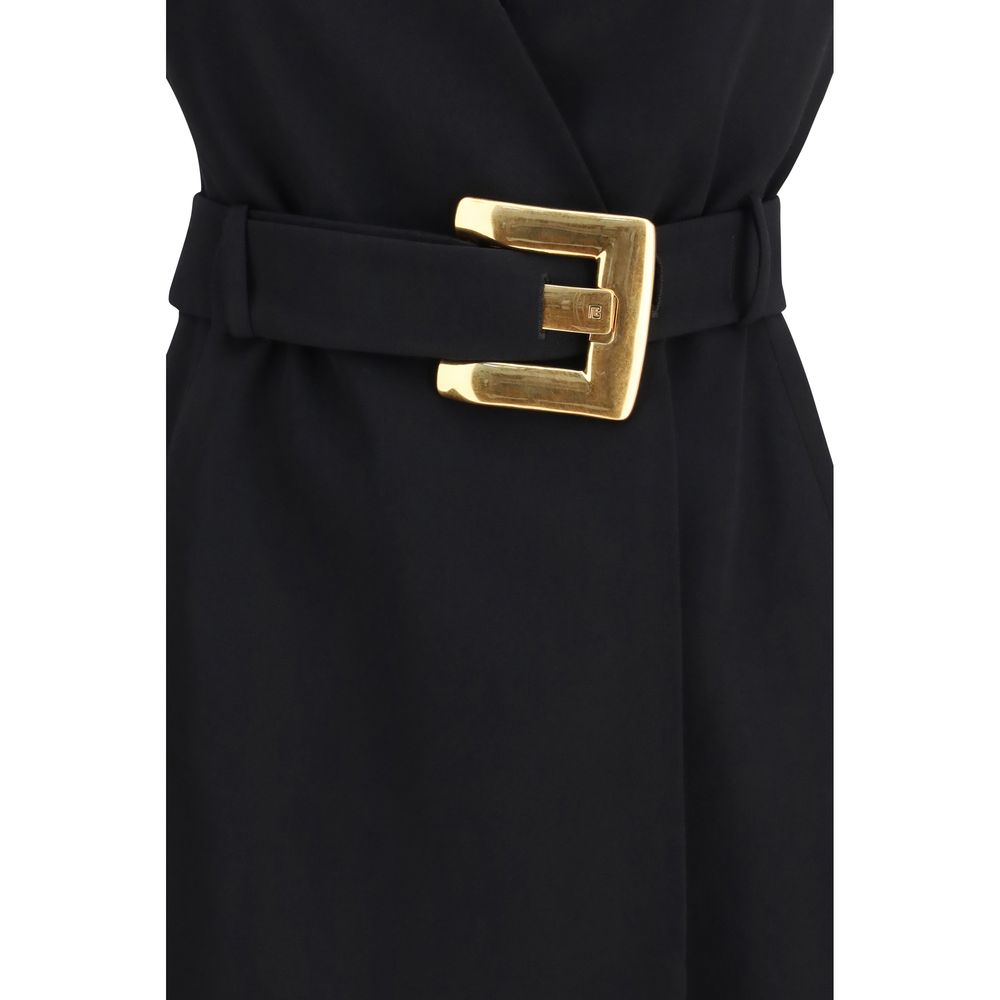 Balmain Schwarzes Cocktailkleid aus Fleece-Wolle