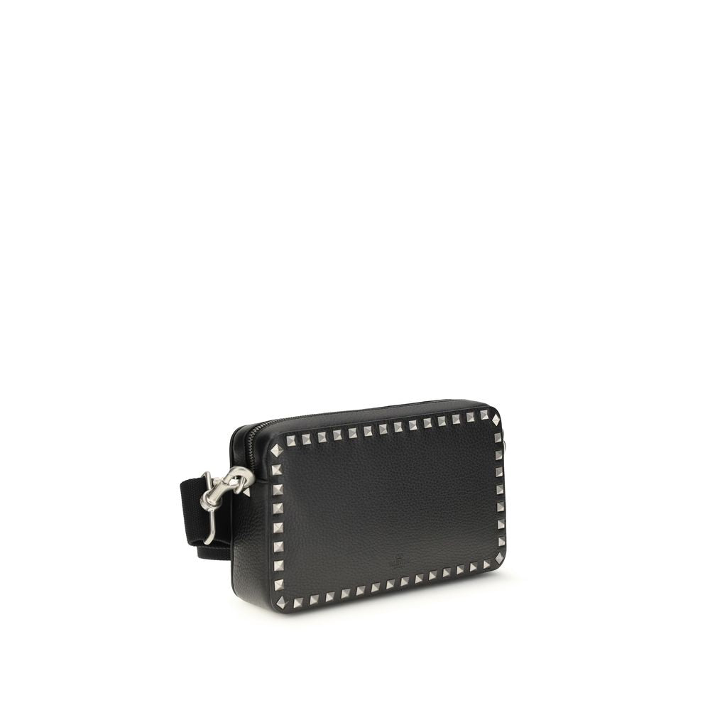 Valentino Garavani Schwarze Bos Taurus Kalbsleder Schultertasche