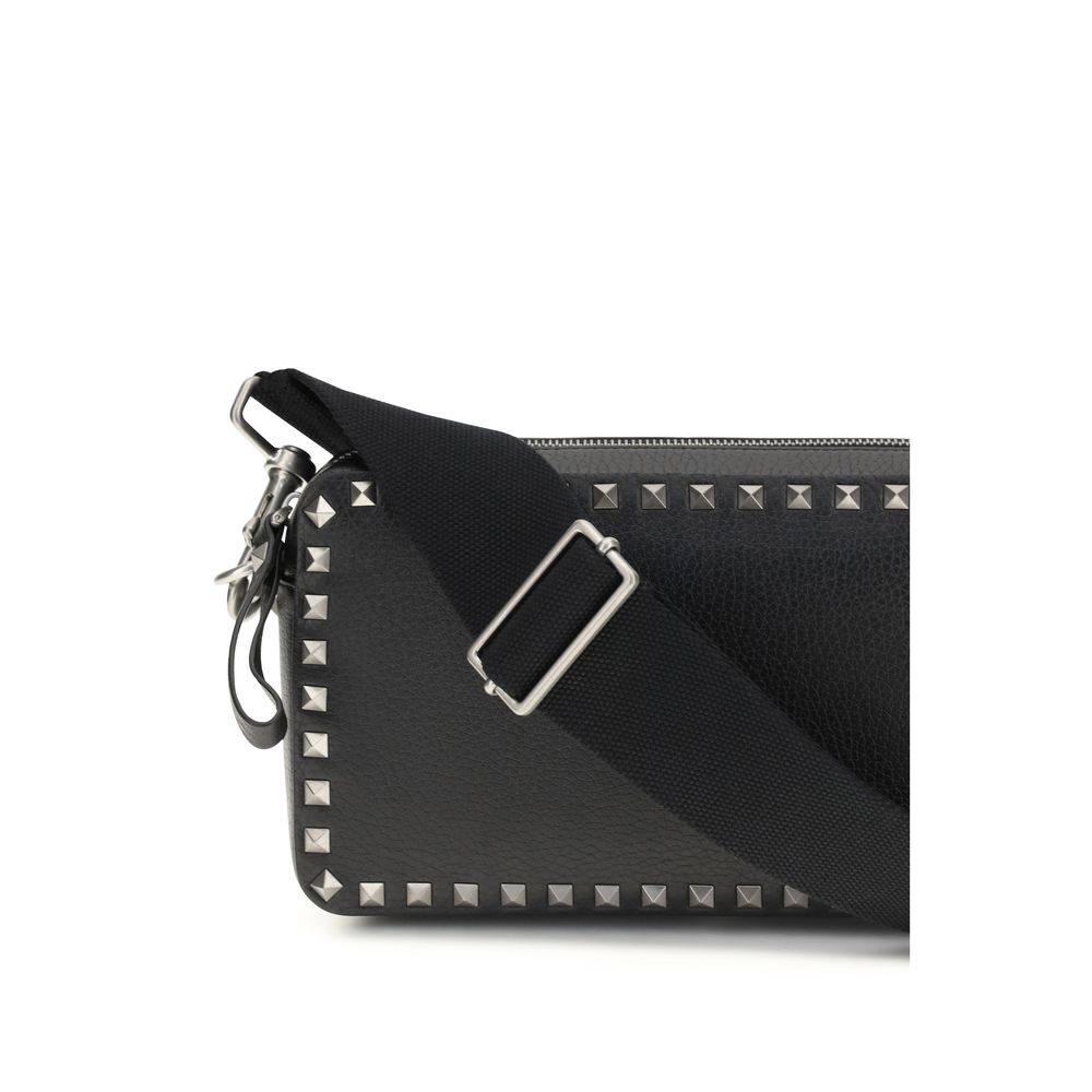 Valentino Garavani Black Bos Taurus Calf Leather Shoulder Bag
