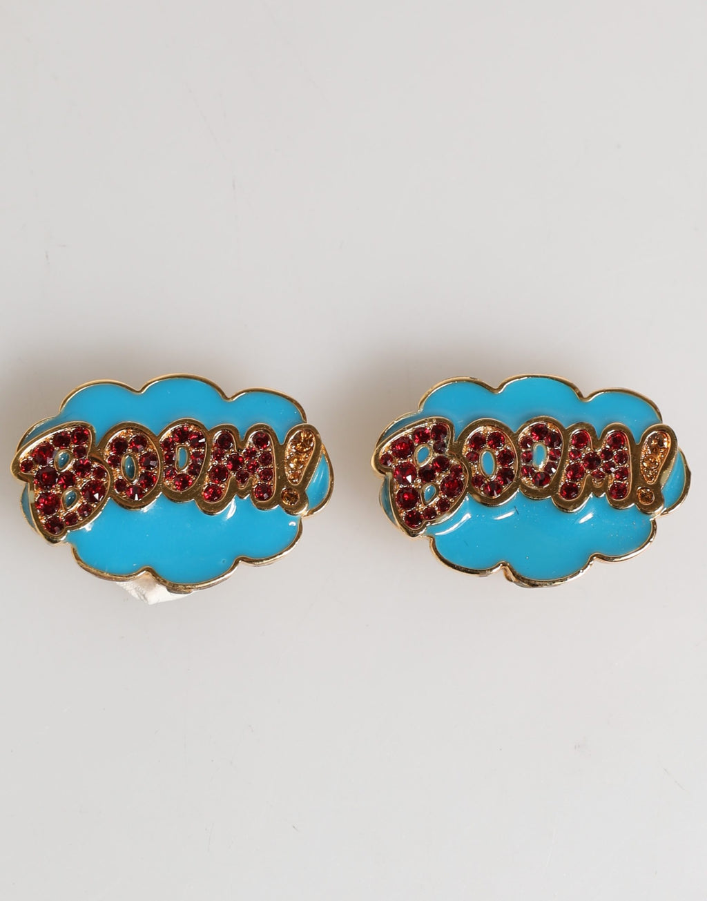 Dolce & Gabbana Gold Brass BOOM Cartoon Crystal Clip-On Earrings for Women