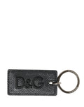Dolce & Gabbana Black Calfskin D&G Logo Metal Ring Keychain