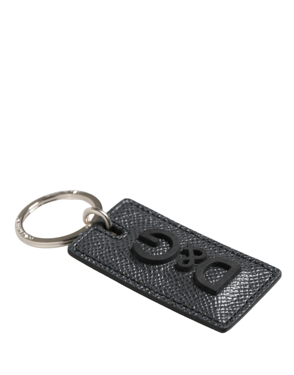 Dolce & Gabbana Black Calfskin D&G Logo Metal Ring Keychain