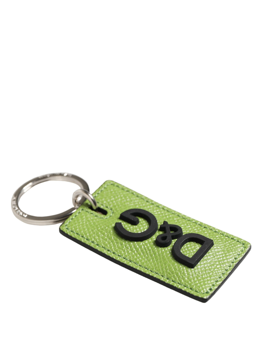 Dolce & Gabbana Green Calfskin DG Logo Metal Ring Keychain