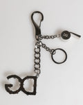Dolce & Gabbana Keyring with DG Logo in Silver Brass and Crystal