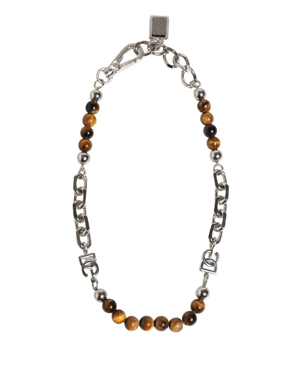 Dolce & Gabbana bracelet with silver-tone brass chains, pearls, and DG logo
