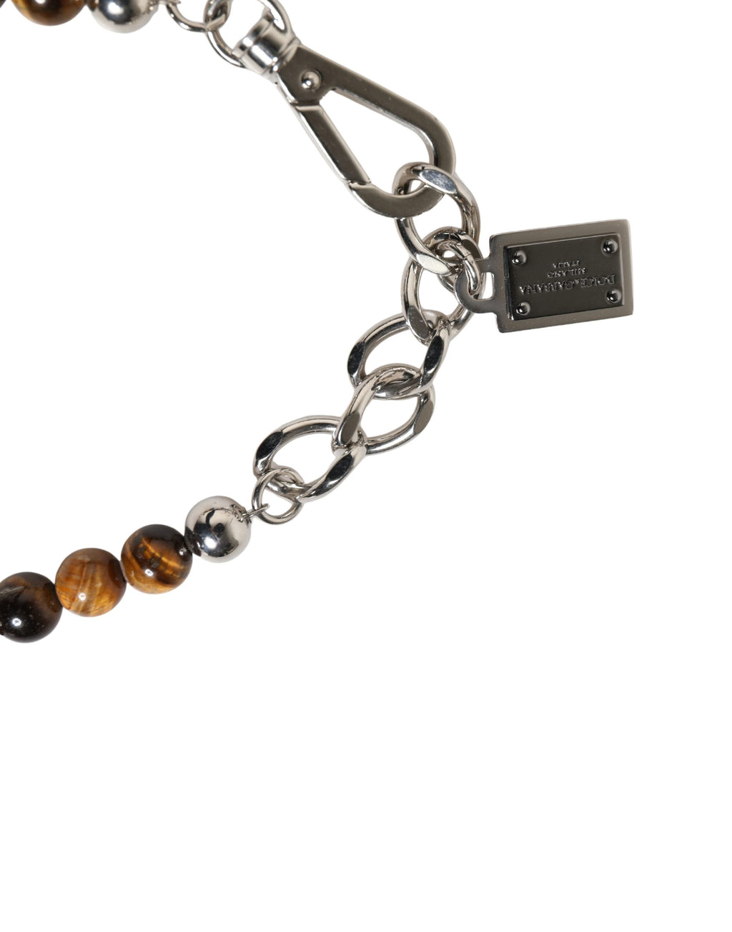 Dolce & Gabbana bracelet with silver-tone brass chains, pearls, and DG logo