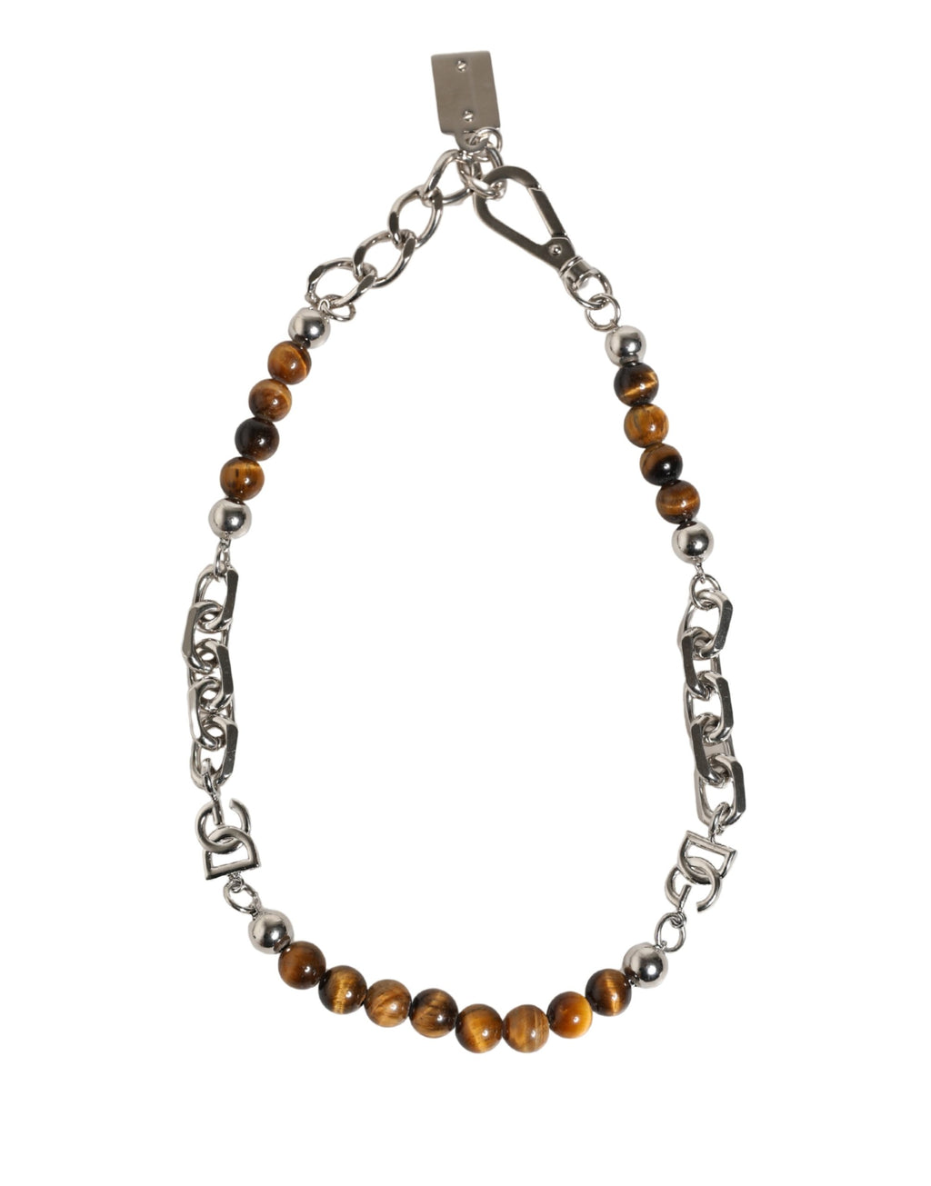 Dolce & Gabbana bracelet with silver-tone brass chains, pearls, and DG logo