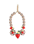 Dolce & Gabbana Halskette mit FRUIT-Anhängern aus goldfarbenem Messing, Blumen und Kristall-Logo