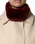 Dolce & Gabbana Red Lambskin Collar Women's Neck Warmer 50cm x 8cm Scarf