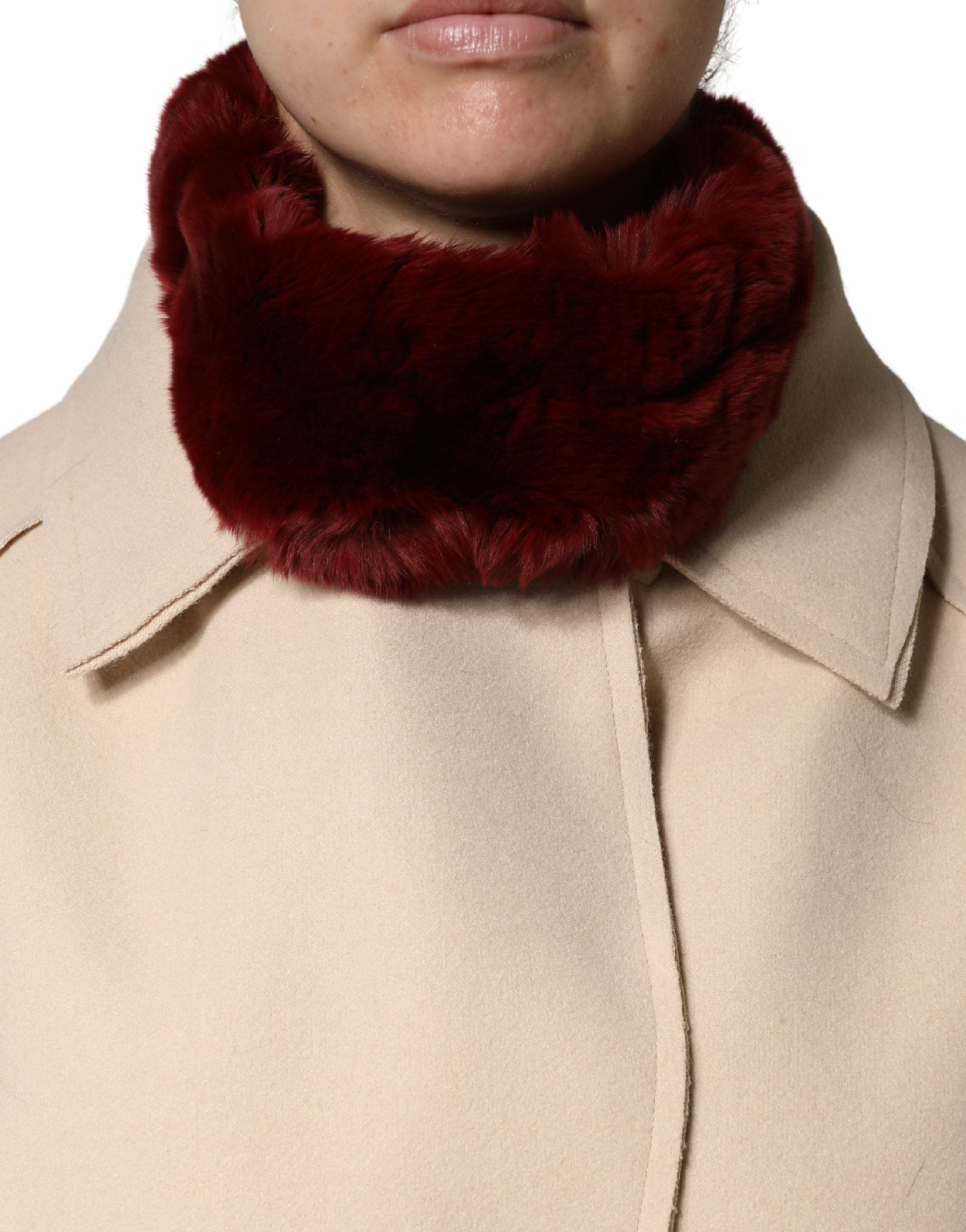 Dolce & Gabbana Red Lambskin Collar Women's Neck Warmer 50cm x 8cm Scarf