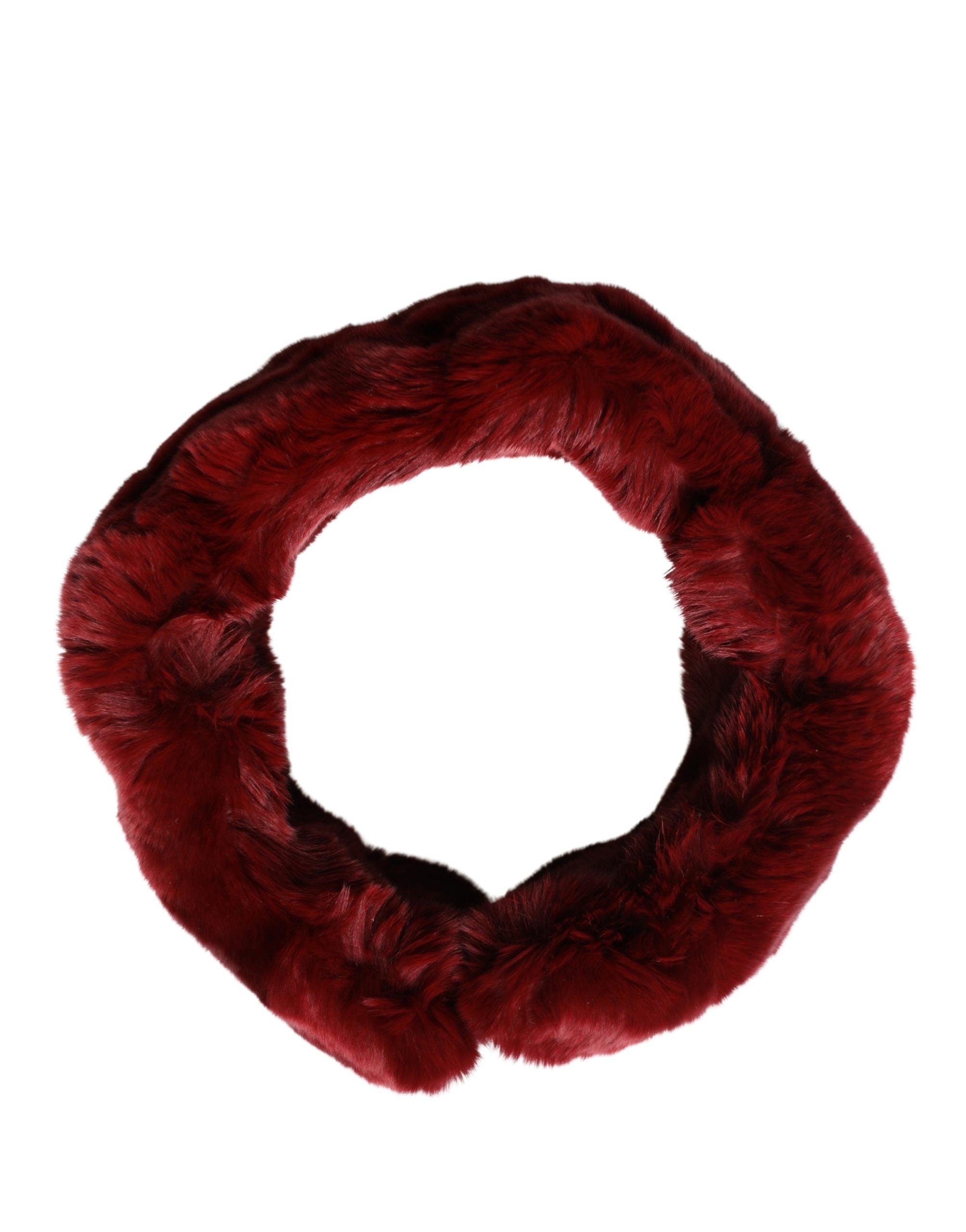 Dolce & Gabbana Red Lambskin Collar Women's Neck Warmer 50cm x 8cm Scarf