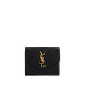 Saint Laurent Schwarzes Kalbsleder Bos Taurus Portemonnaie