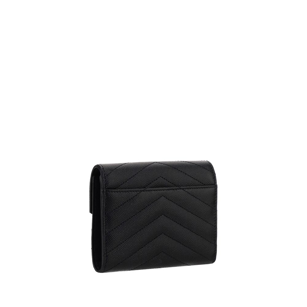 Saint Laurent Schwarzes Kalbsleder Bos Taurus Portemonnaie