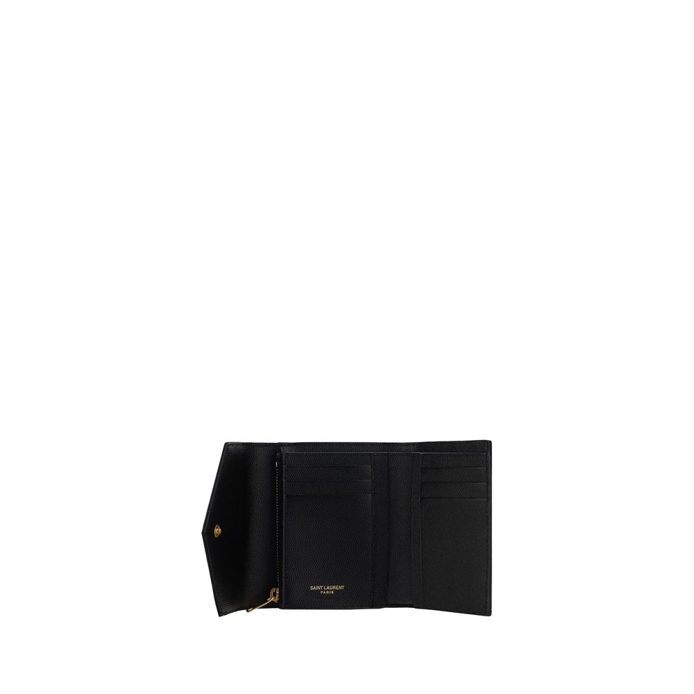 Saint Laurent Schwarzes Kalbsleder Bos Taurus Portemonnaie