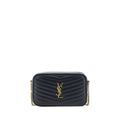 Saint Laurent Schwarze Bos Taurus Kalbsleder Schultertasche