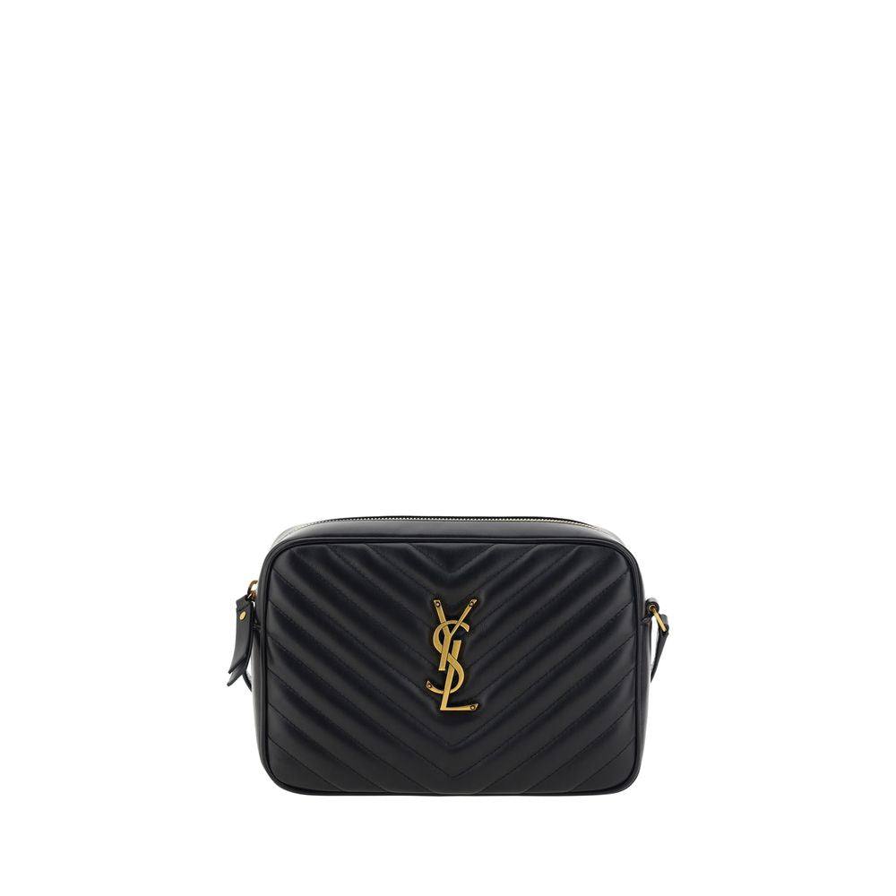 Saint Laurent Schwarze Bos Taurus Kalbsleder Schultertasche