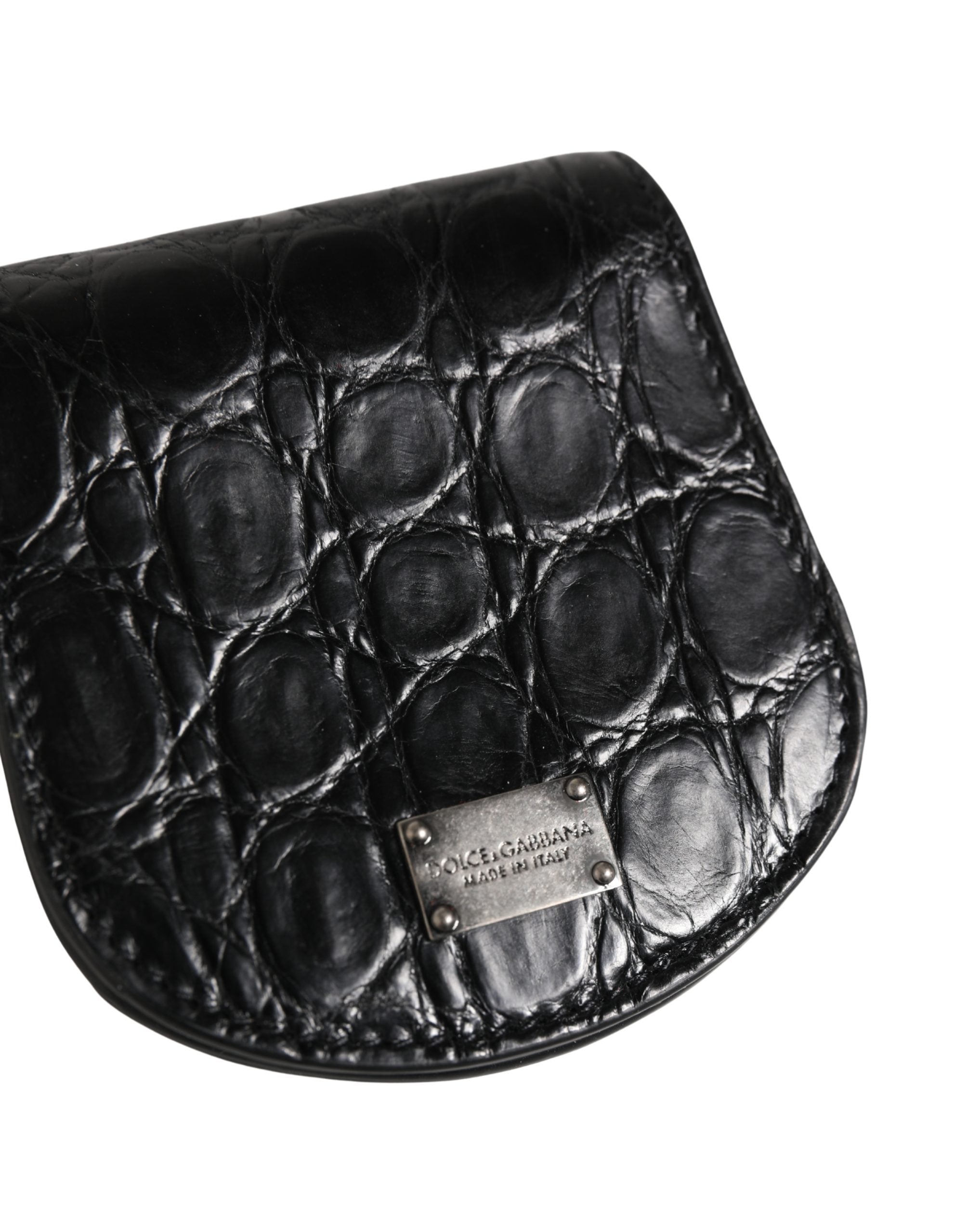 Dolce & Gabbana Schwarzetui aus exotischem Leder für Kondome, Brieftasche