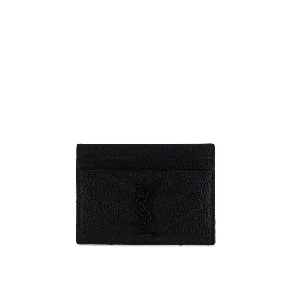 Saint Laurent Schwarzes Kalbsleder Bos Taurus Portemonnaie