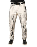 Dolce & Gabbana Weiße Jeans im Used-Look mit Farbspritzer-Print