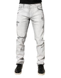 Dolce & Gabbana Hellgraue, distressed Skinny Jeans für Herren aus Denim