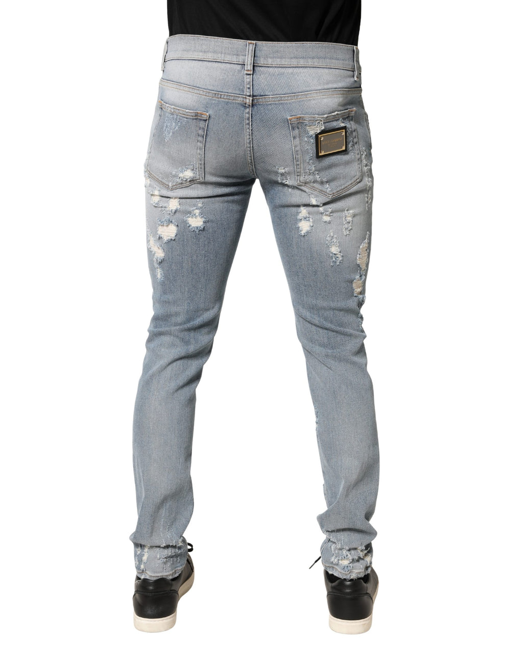 Dolce & Gabbana Men's Light Blue Distressed Denim Skinny Jeans