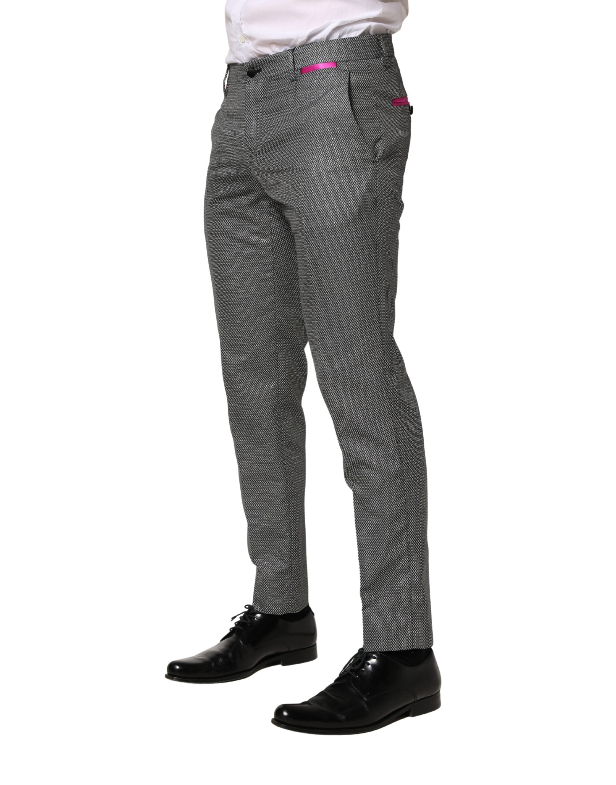 Dolce & Gabbana Men's Gray Viscose Skinny Suit Trousers