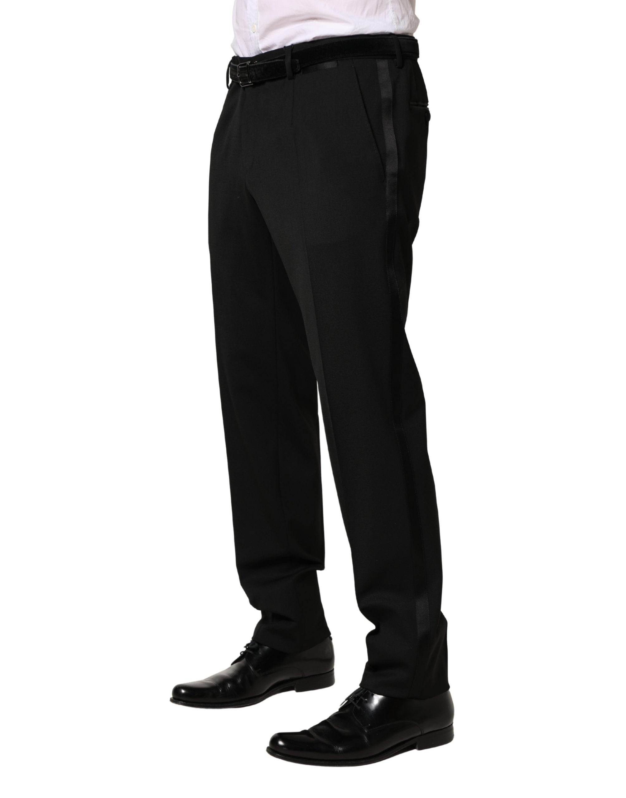 Dolce & Gabbana Men's Black Skinny Wool Suit Pants