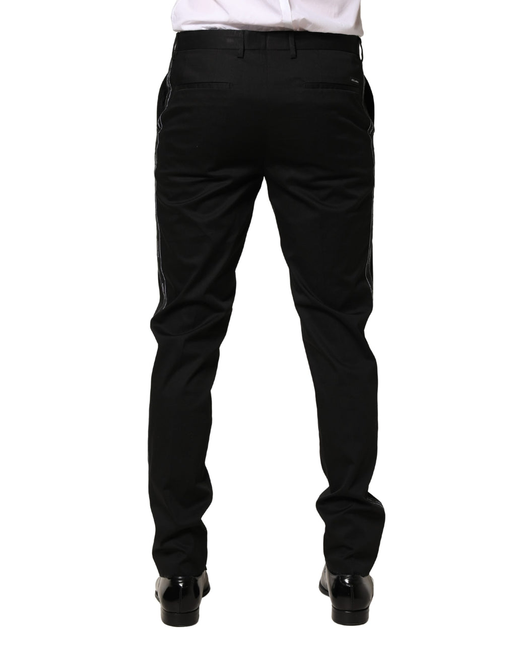 Dolce & Gabbana Schwarze Baumwoll-Skinny-Herren-Anzughose