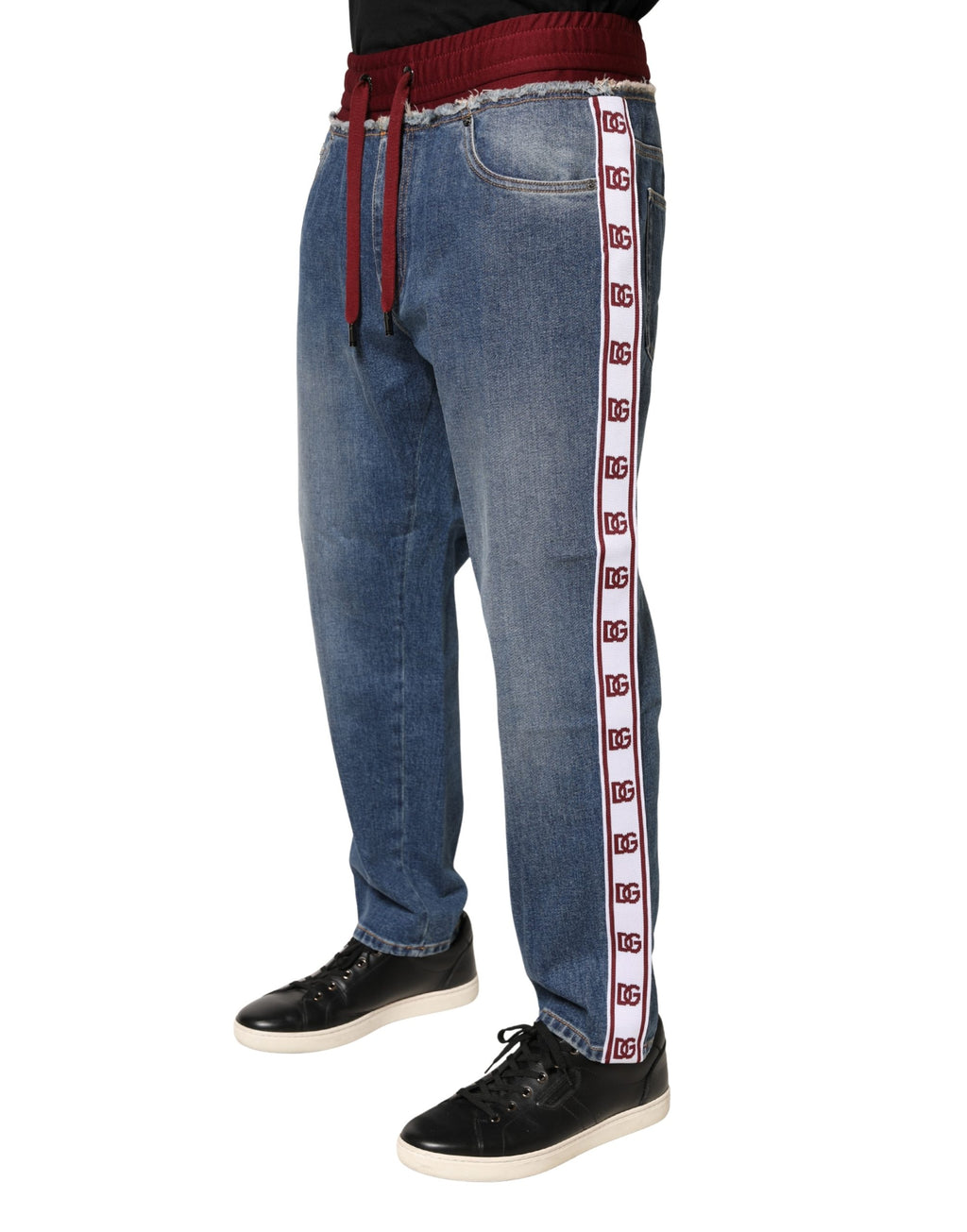 Dolce & Gabbana Blue Cotton Drawstring Straight-Leg Jeans