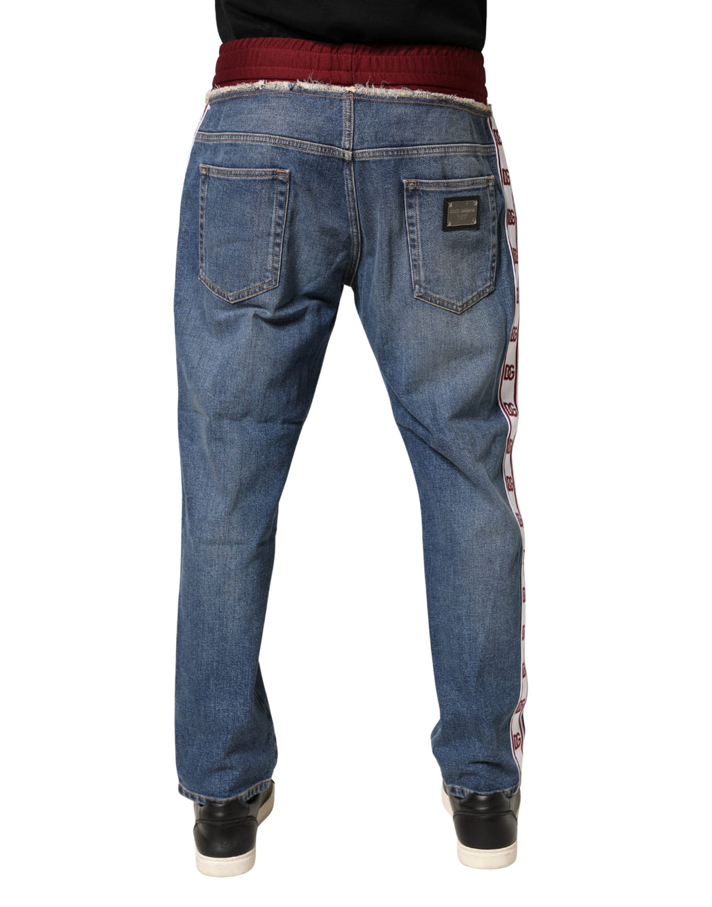 Dolce & Gabbana Blue Cotton Drawstring Straight-Leg Jeans