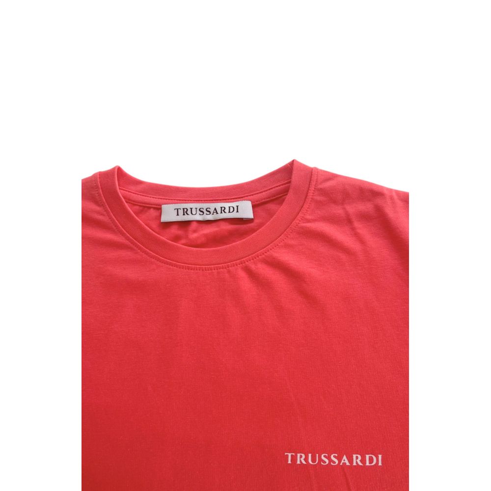 Trussardi Beachwear Rotes Baumwoll-T-Shirt für Herren