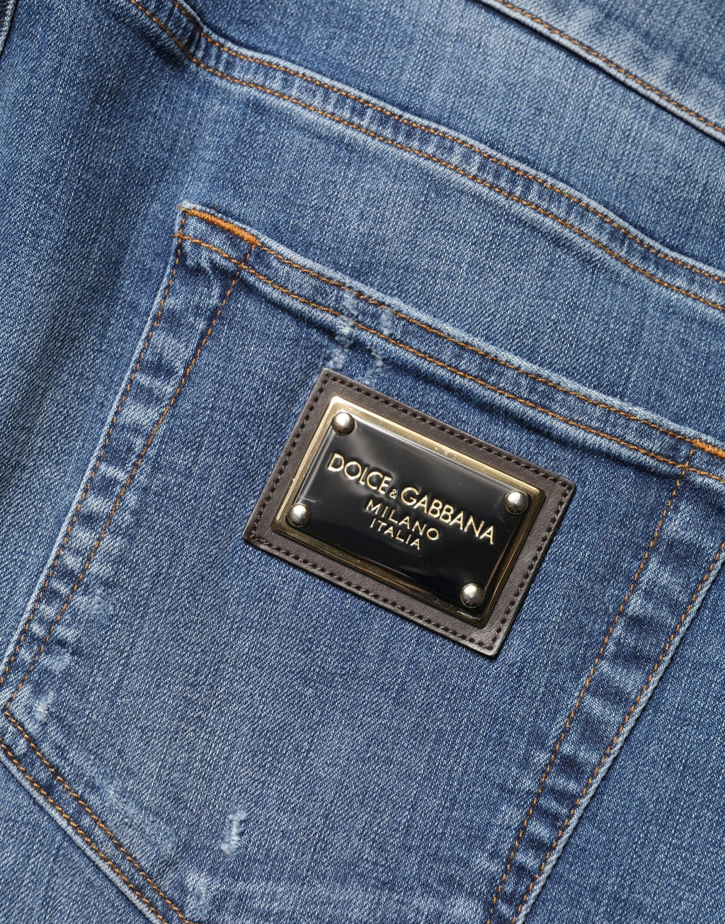 Dolce & Gabbana Blue Distressed Cotton-Denim Skinny Jeans