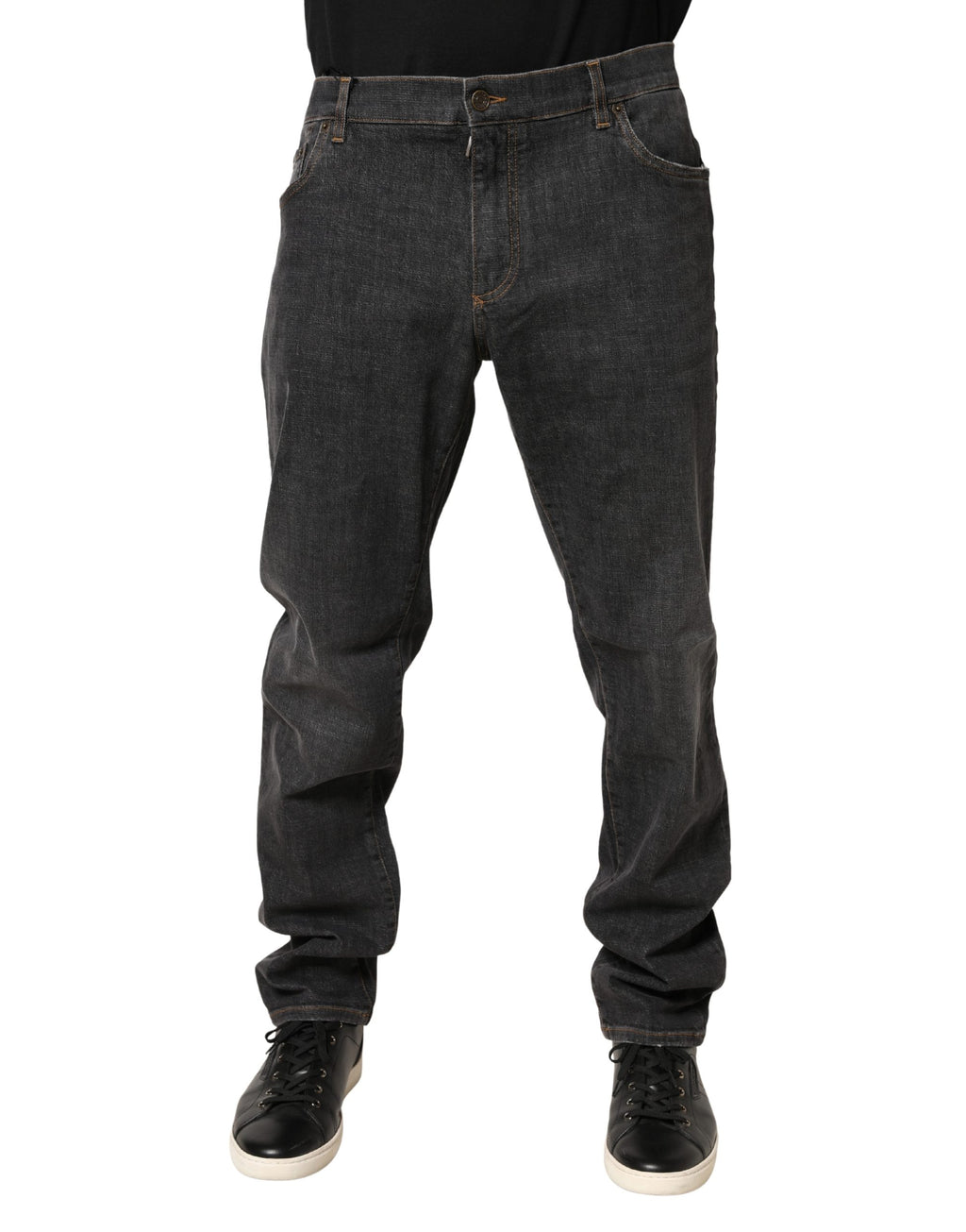 Dolce & Gabbana Dunkelgraue Slim Fit Herren-Jeans aus Baumwolle