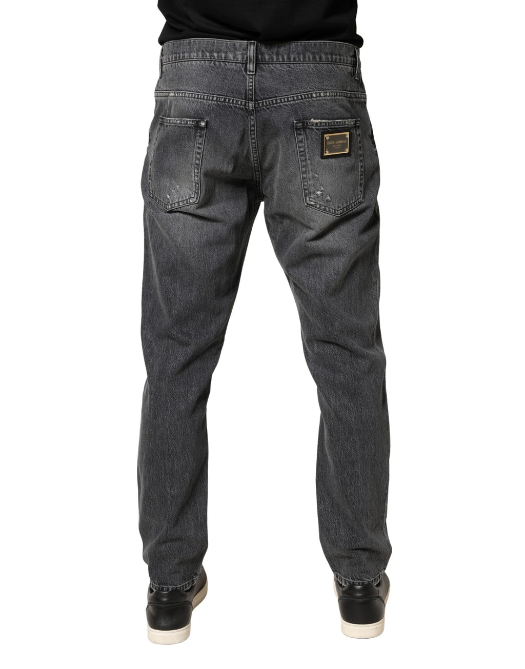 Dolce & Gabbana Dunkelgraue, ausgefranste Jeans aus Baumwolle im Loose Fit