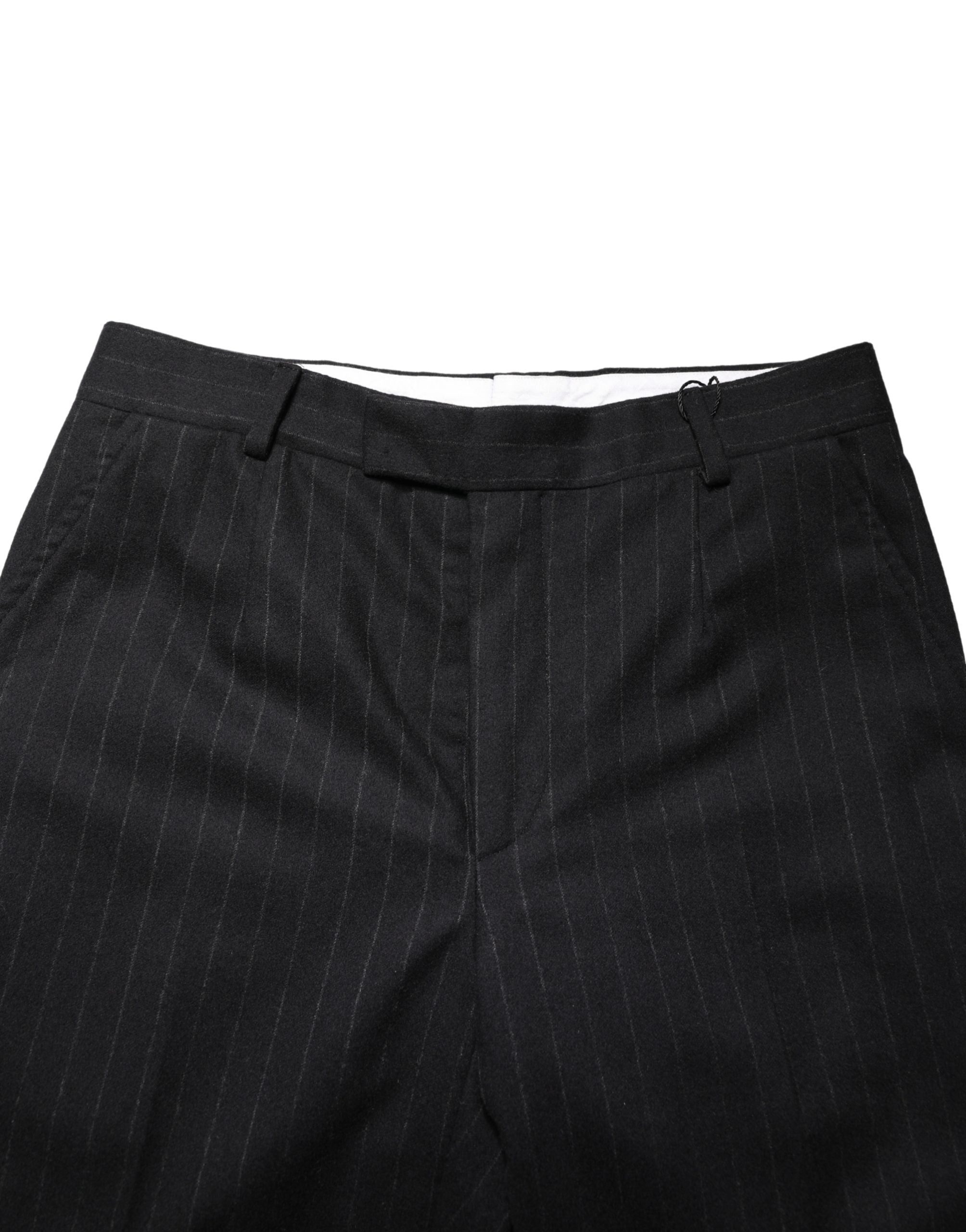 Dolce & Gabbana Black Striped Wool Dress Formal Pants